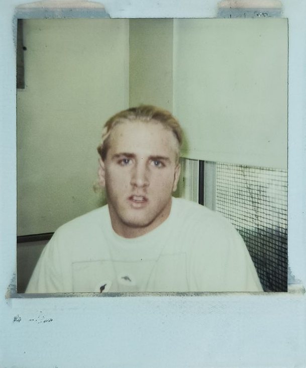 Booking photograph of Toby Rasmussen, Ponder County Sheriff's Dept., 12-02-1995. Fiction.